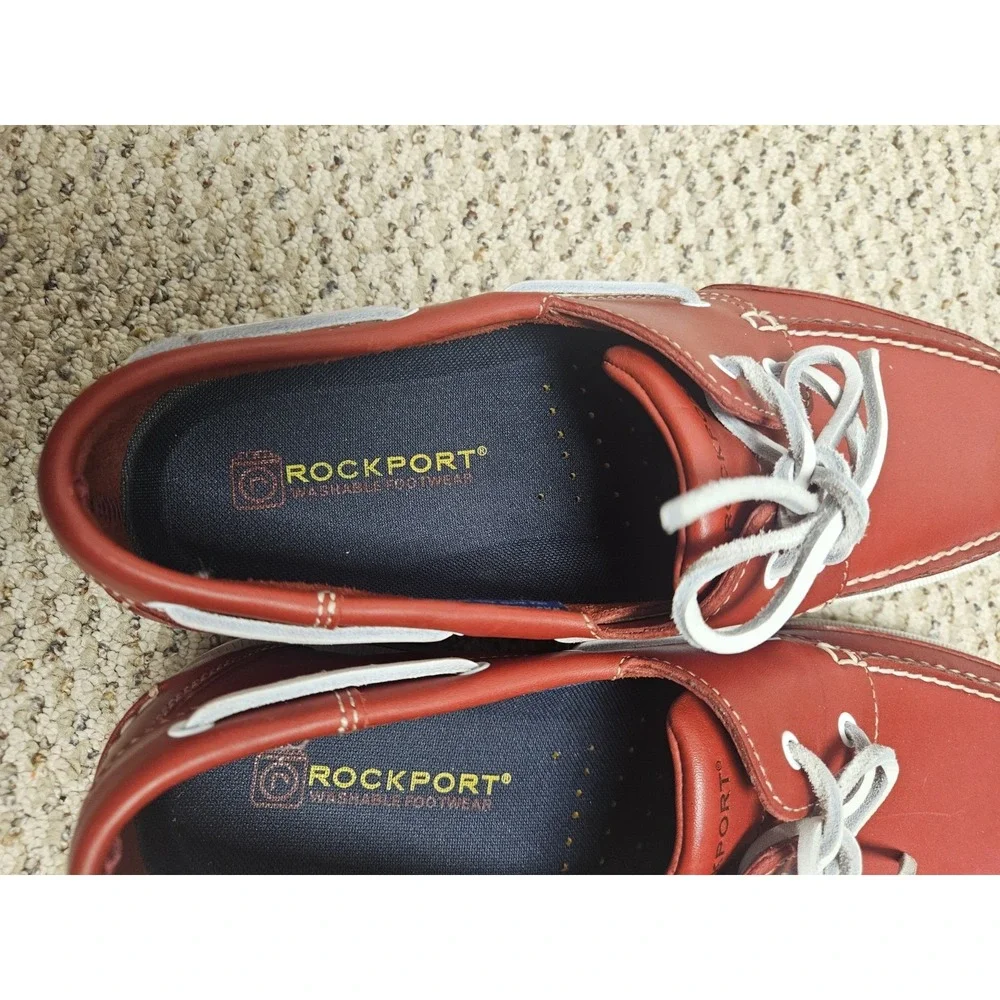 NEW‎ Rockport Men's Red Leather Boat Deck Shoes Size 11 M  ⚡️